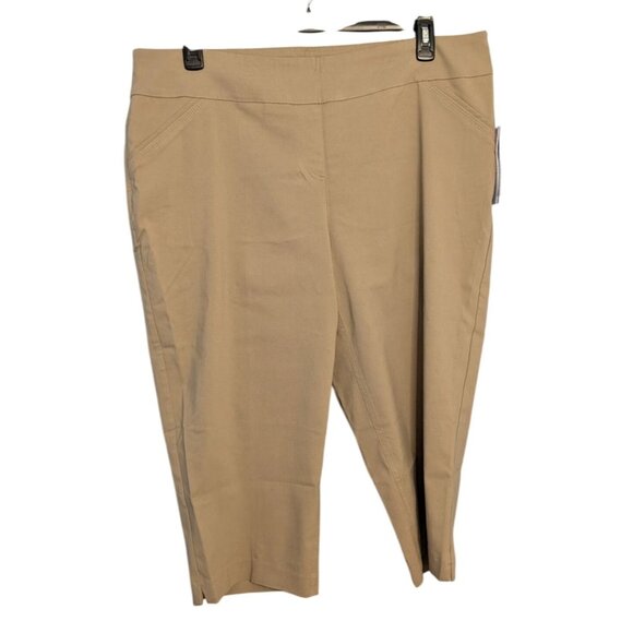 2 Westbound Woman The Park Ave Fit Capri Pants 20W Khaki Tummy Control polka dot - Picture 2 of 16